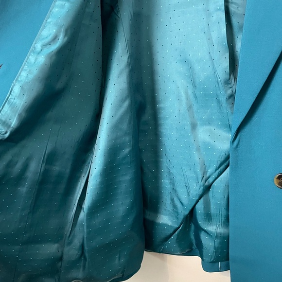 Talbots City Twill Open Front Blazer Size 14 Large Teal Double Breasted - Picture 5 of 11